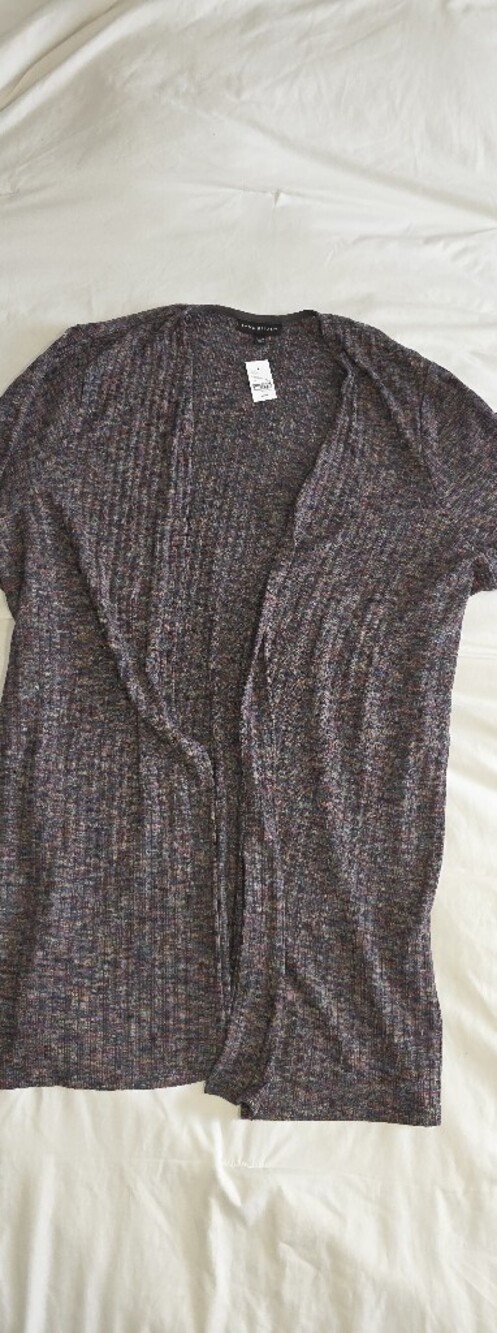 Lane Bryant Open-Front Heathered Long Cardigan in Purple Mix